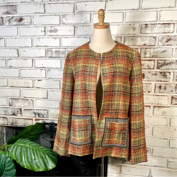 Vintage Harve Benard Plaid Tweed Unique Multi Houndstooth Longsleeve Blazer - Picture 2 of 10
